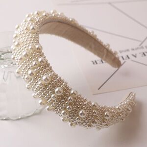 Elegant Pearl-Embellished Bridal Handmade Headband